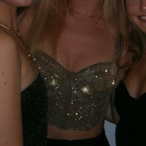 Sparkly gold corset top